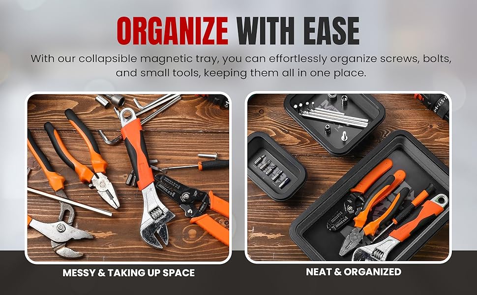 Tool roll bag for mechanics,Durable tool organizer bag,Compact tool roll storage,Magnetic parts tray,Magnetic tray for screws and bolts,Magnetic tray for screws and bolts,Heavy-duty tool roll bag,Small parts magnetic organizer,Tool roll with compartments,Magnetic tray for workshop use