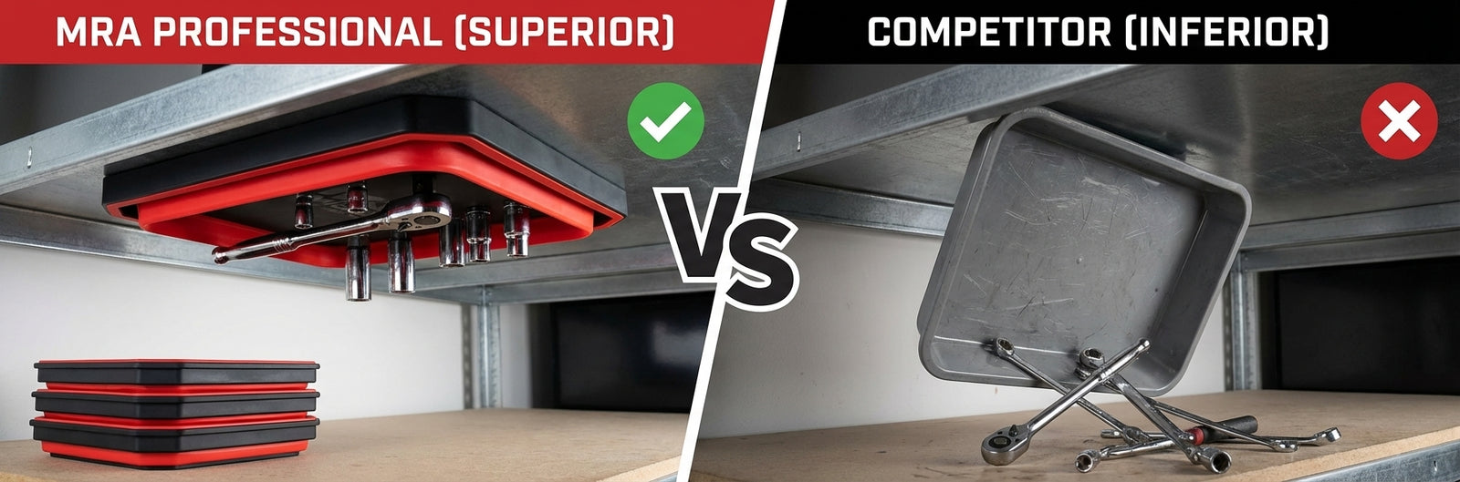 Red Collapsible Silicone Magnetic Parts Trays (4-Piece Set)