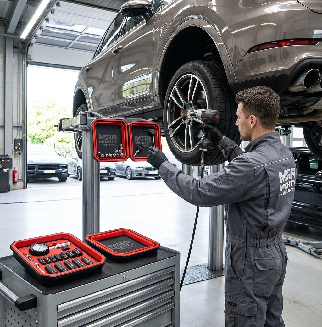 Red Collapsible Silicone Magnetic Parts Trays (4-Piece Set)