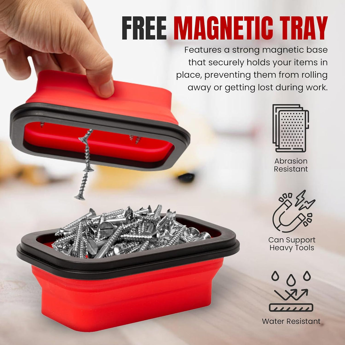 Khaki Tool Roll Bag Organizer with Magnetic Plate