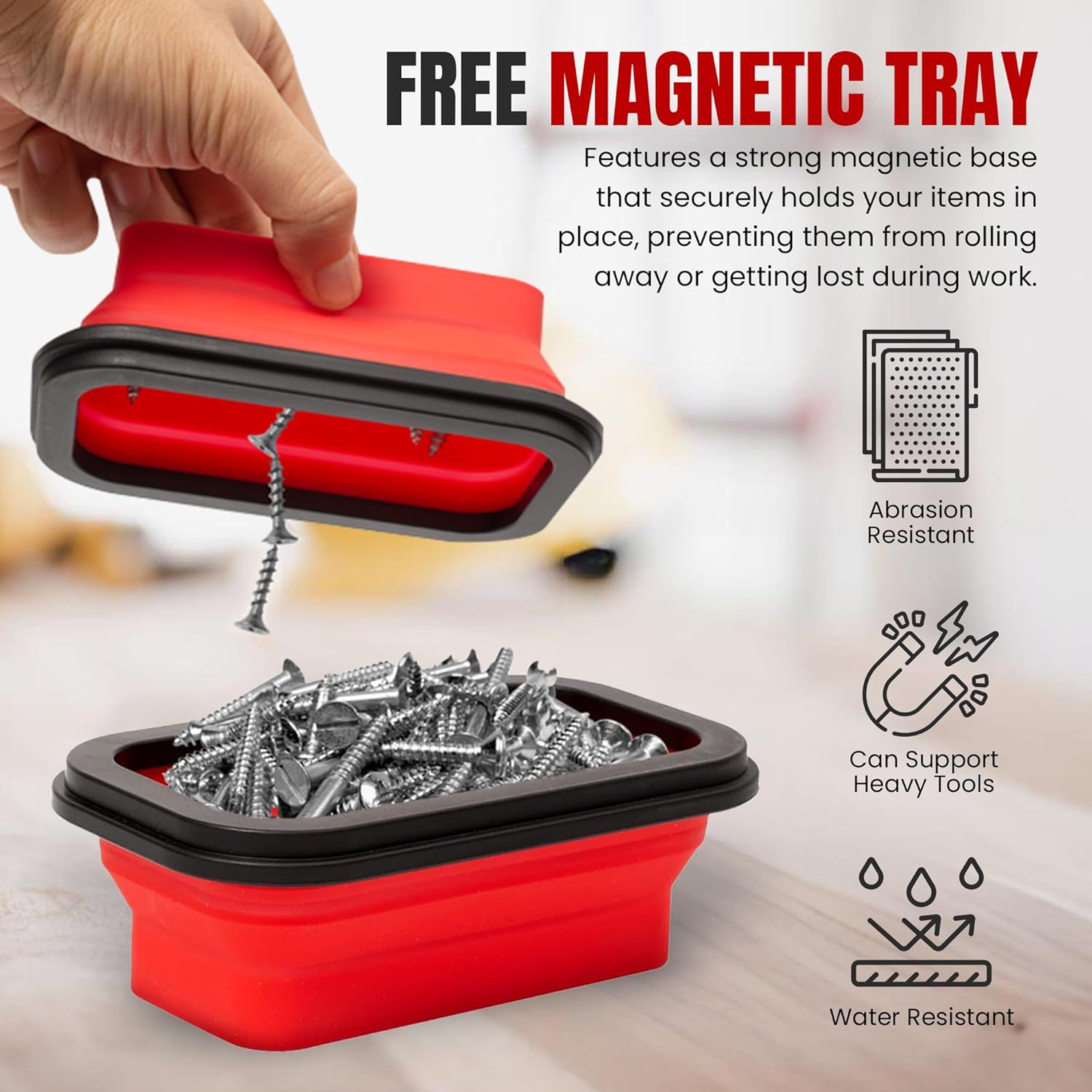 Khaki Tool Roll Bag Organizer with Magnetic Plate