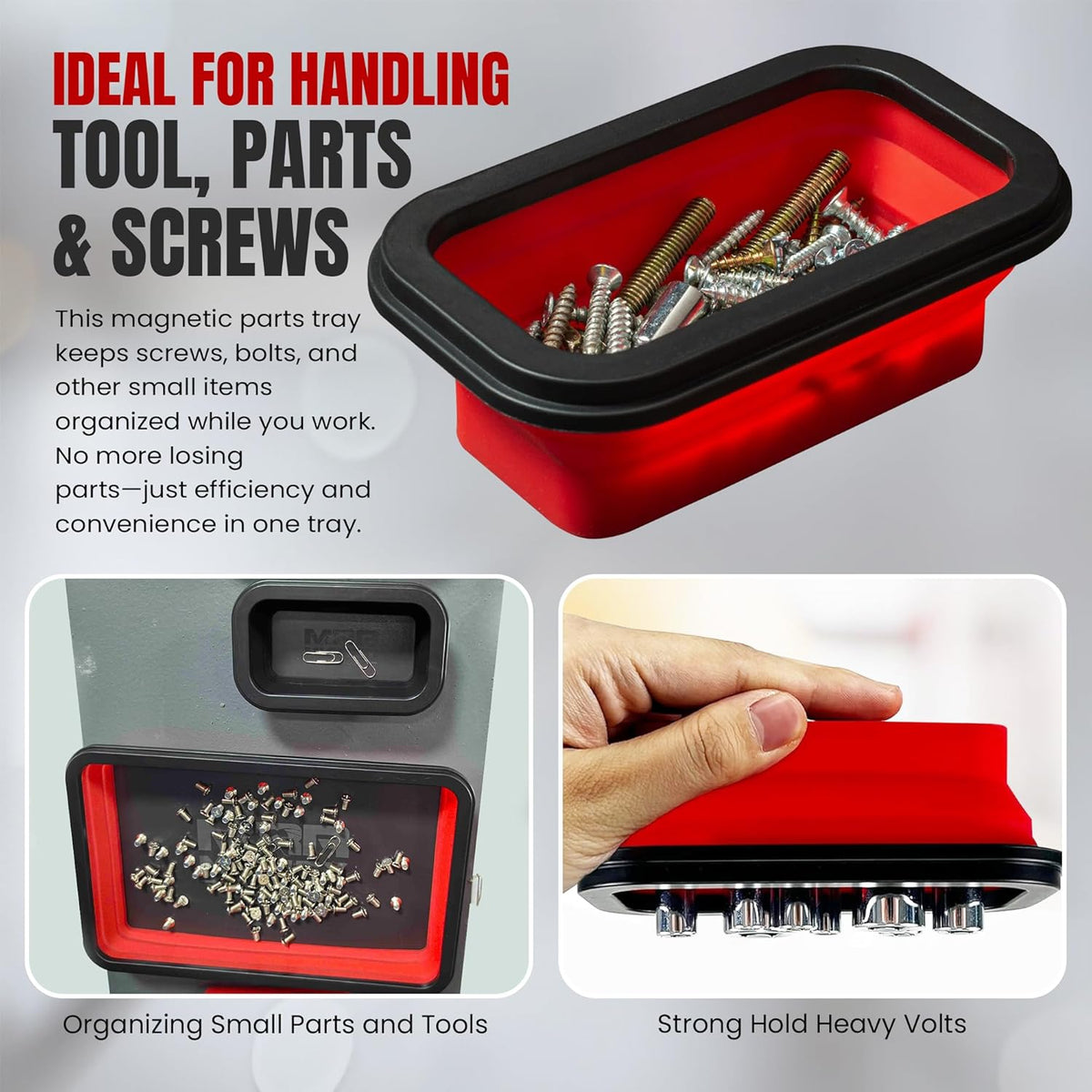 Tool roll bag for mechanics,Durable tool organizer bag,Compact tool roll storage,Magnetic parts tray,Magnetic tray for screws and bolts,Magnetic tray for screws and bolts,Heavy-duty tool roll bag,Small parts magnetic organizer,Tool roll with compartments,Magnetic tray for workshop use