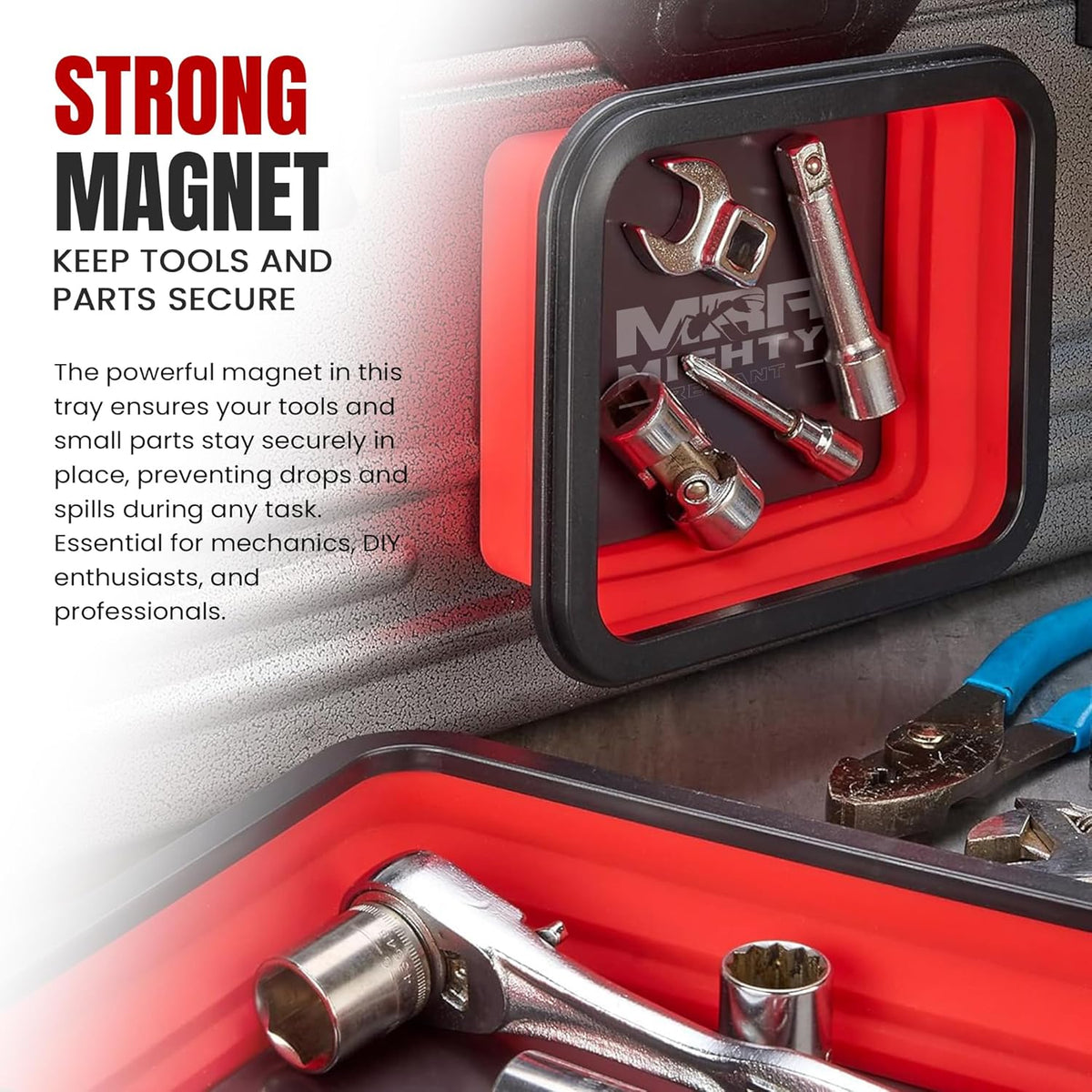 Tool roll bag for mechanics,Durable tool organizer bag,Compact tool roll storage,Magnetic parts tray,Magnetic tray for screws and bolts,Magnetic tray for screws and bolts,Heavy-duty tool roll bag,Small parts magnetic organizer,Tool roll with compartments,Magnetic tray for workshop use