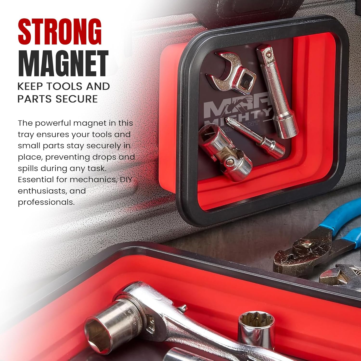 Tool roll bag for mechanics,Durable tool organizer bag,Compact tool roll storage,Magnetic parts tray,Magnetic tray for screws and bolts,Magnetic tray for screws and bolts,Heavy-duty tool roll bag,Small parts magnetic organizer,Tool roll with compartments,Magnetic tray for workshop use