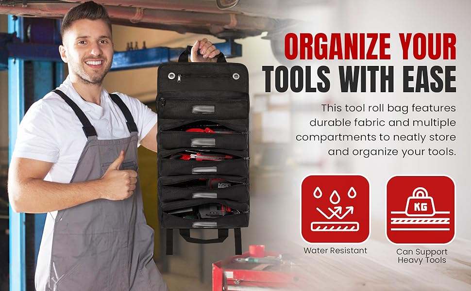 Tool roll bag for mechanics,Durable tool organizer bag,Compact tool roll storage,Magnetic parts tray,Magnetic tray for screws and bolts,Magnetic tray for screws and bolts,Heavy-duty tool roll bag,Small parts magnetic organizer,Tool roll with compartments,Magnetic tray for workshop use