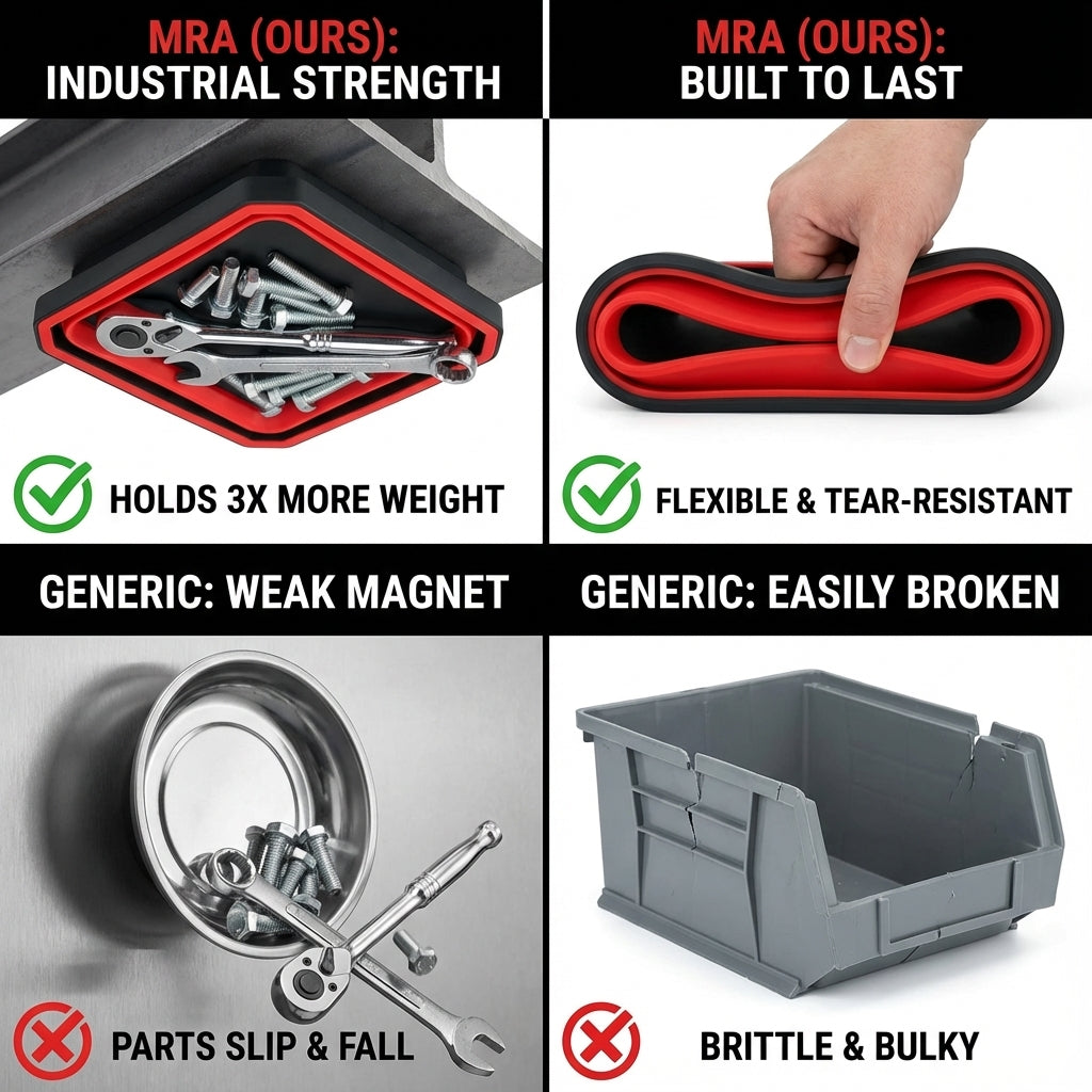 Red Collapsible Silicone Magnetic Parts Trays (4-Piece Set)