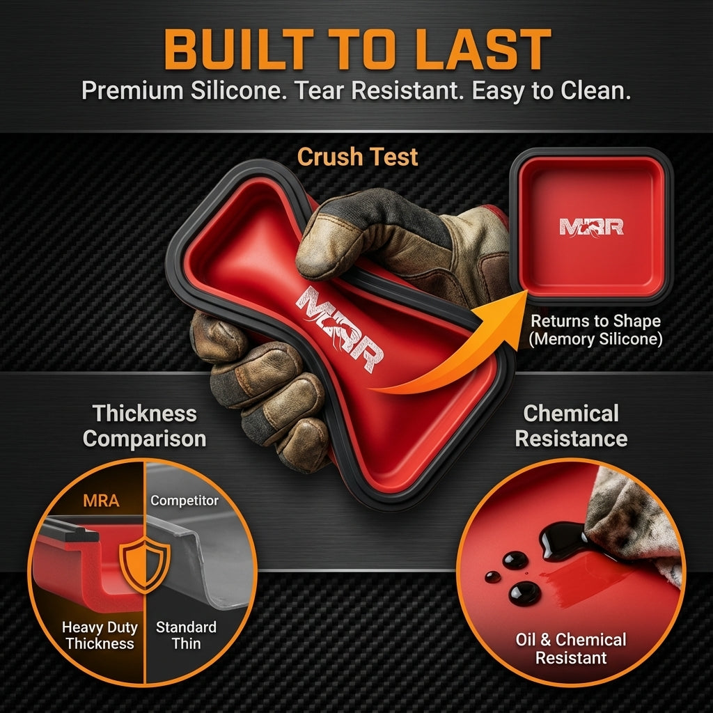 Red Collapsible Silicone Magnetic Parts Trays (4-Piece Set)