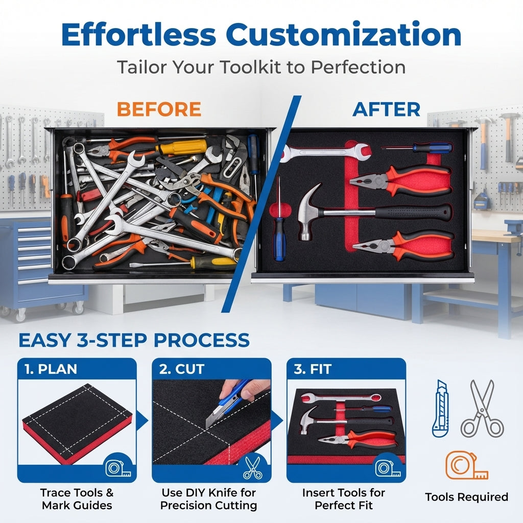 Custom-Fit Tool Box Shadow Foam Inserts (4-Pack)